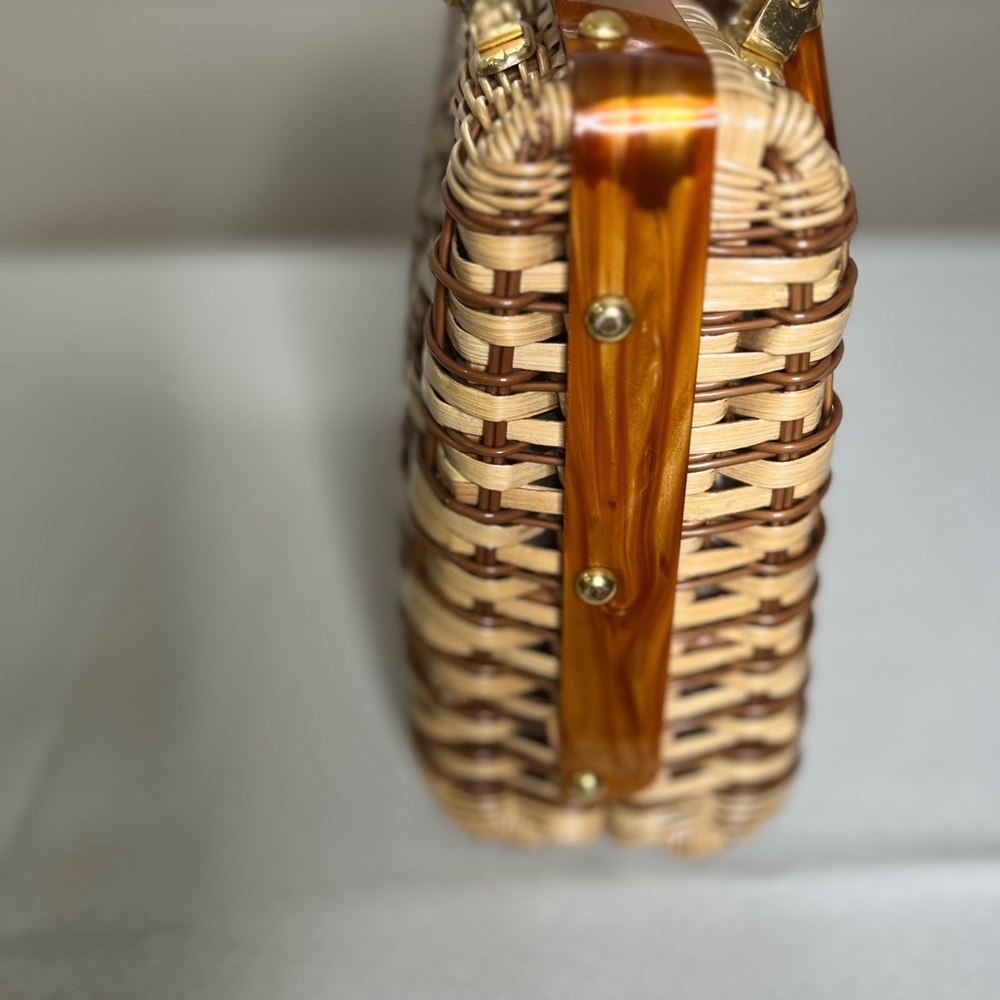 Vintage Woven Straw Purse Handmade in British HongKong circa 1950’s/60’s - Picture 7 of 13